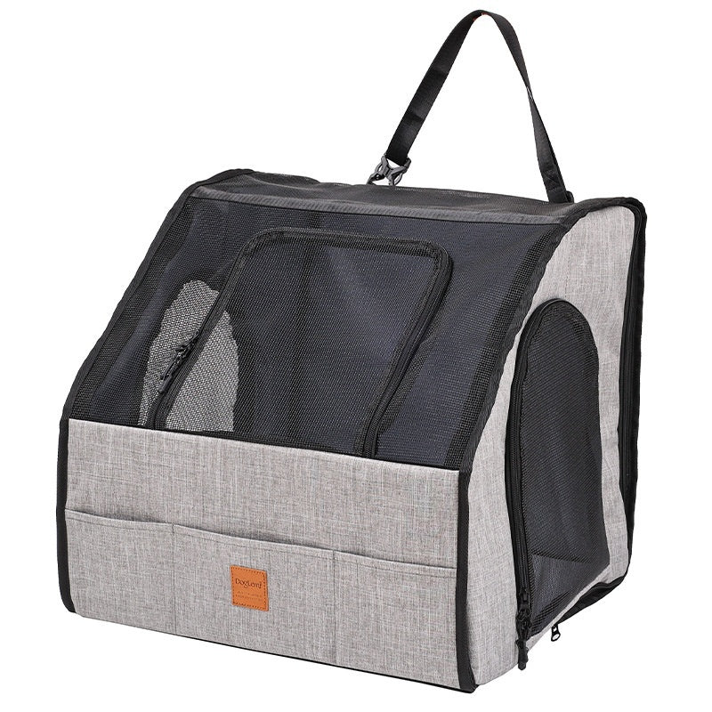 Siège auto imperméable en tissu Oxford gris avec harnais de sécurité pour chien, cage pour animal sécurisée et confortable
