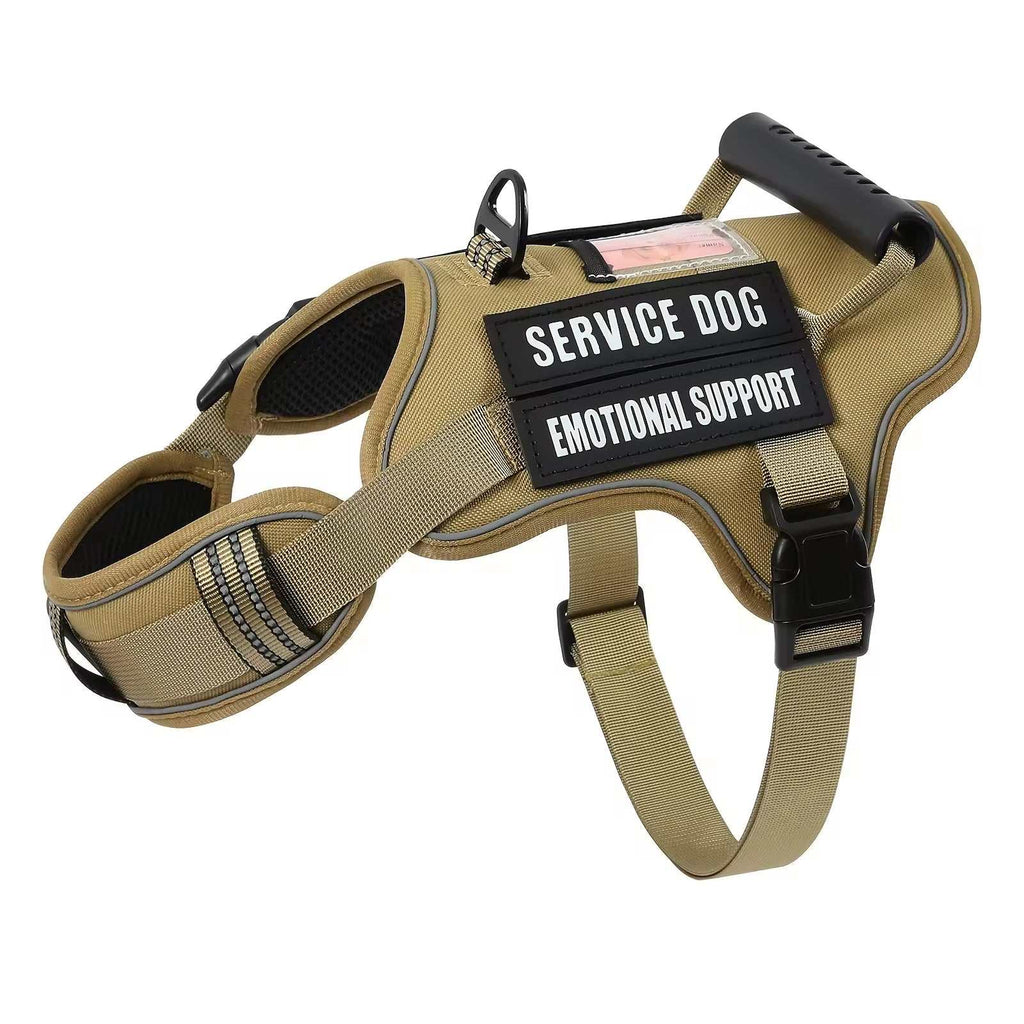 Harnais anti-traction tactique pour chien en polyester respirant avec boucles sécurisées et sangles ajustables, design camouflage, idéal pour contrôle et confort lors des promenades.