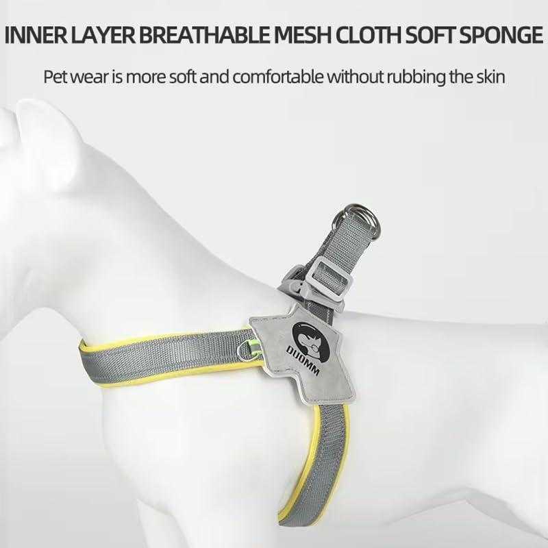 Harnais anti-traction ajustable pour chien et chat avec laisse réfléchissante et confortable